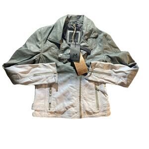 MAURITIUS NWT Sofia Leather Moto Jacket Ombré Gray Women’s Small Size 6